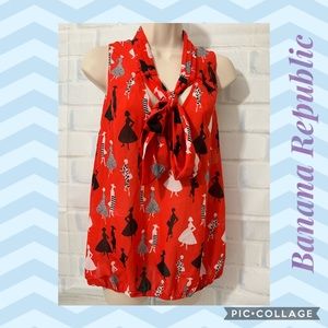 Banana Republic Red Shopper Lady Blouse {Sz L}